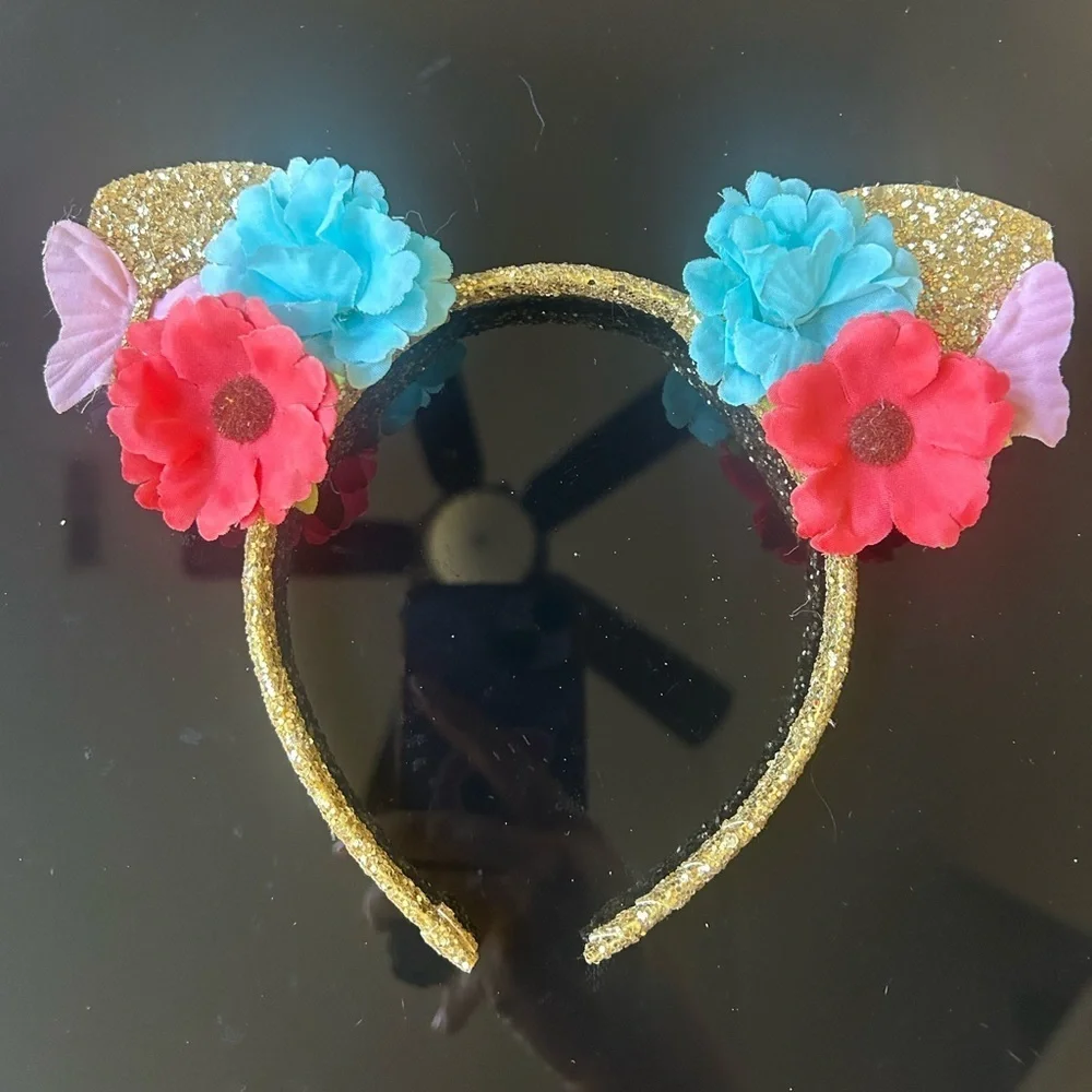 Set Of 4 Colorful Sparkly Headbands 2 With Kitty Ears & 2 Unicorn Horns